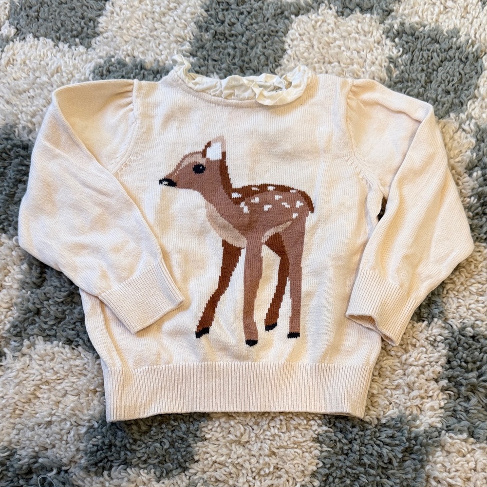 Janie and Jack Cream Deer Sweater